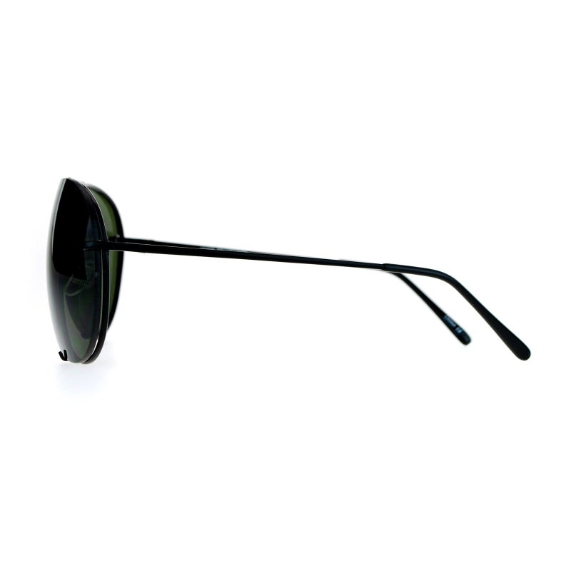 JuicyOrange Oversized Round Aviator Sunglasses Metal Rims Behind Lens Black, Green - Image 4